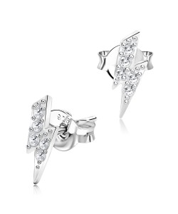 Thunder Designed CZ Silver Stud Earrings STS-4758